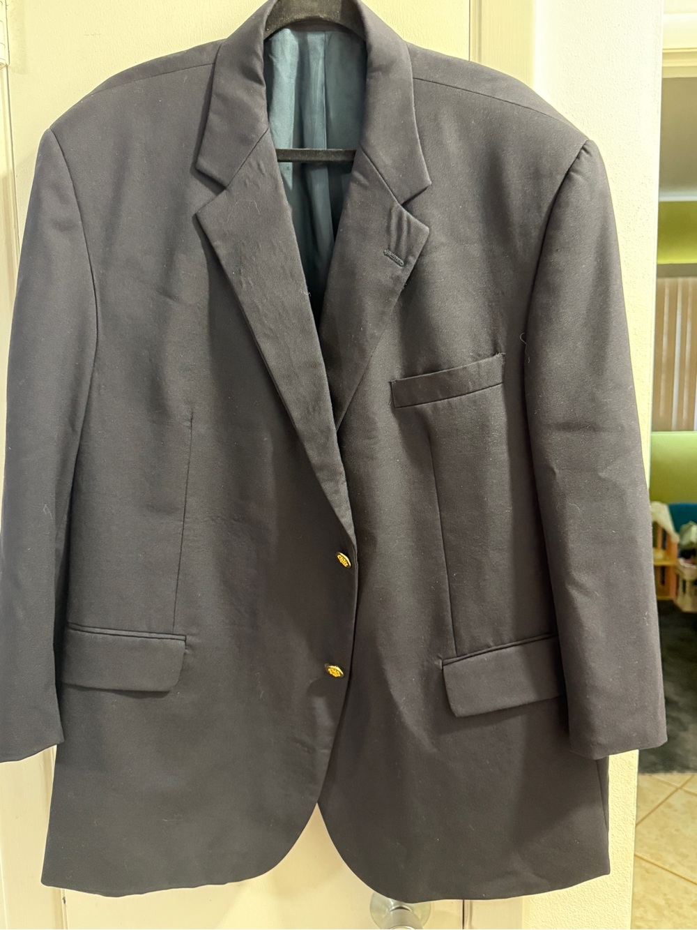 Men's Black Sport Coat Blazer with Gold Buttons - Unbranded